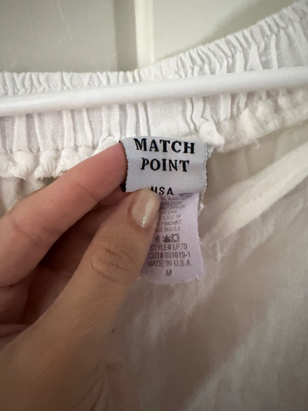 Match Point USA White Linen Pull-On Pants Size M Made in USA - Picture 2 of 3